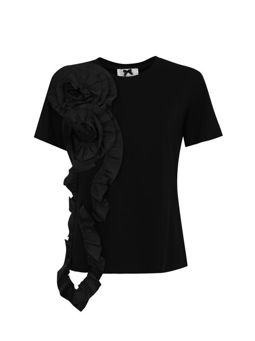 T-shirt in cotone con rose Nero NO SECRETS | 251NS150LIQUIRIZIA